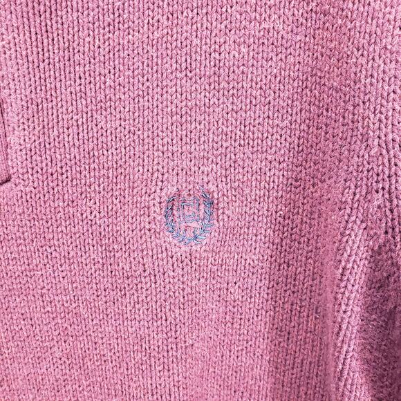 Chaps Men's Maroon Knit Elbow Patch 100%Cotton Sweater Size Medium - Picture 11 of 12